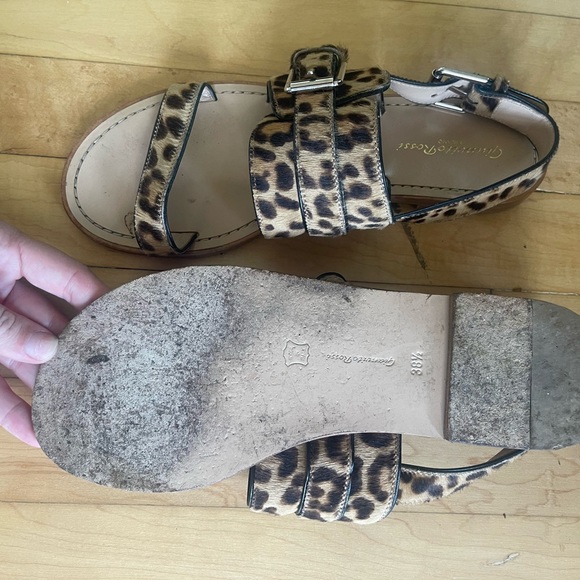 Gianvito Rossi Leopard Print Calf Hair Sandals - Picture 4 of 4